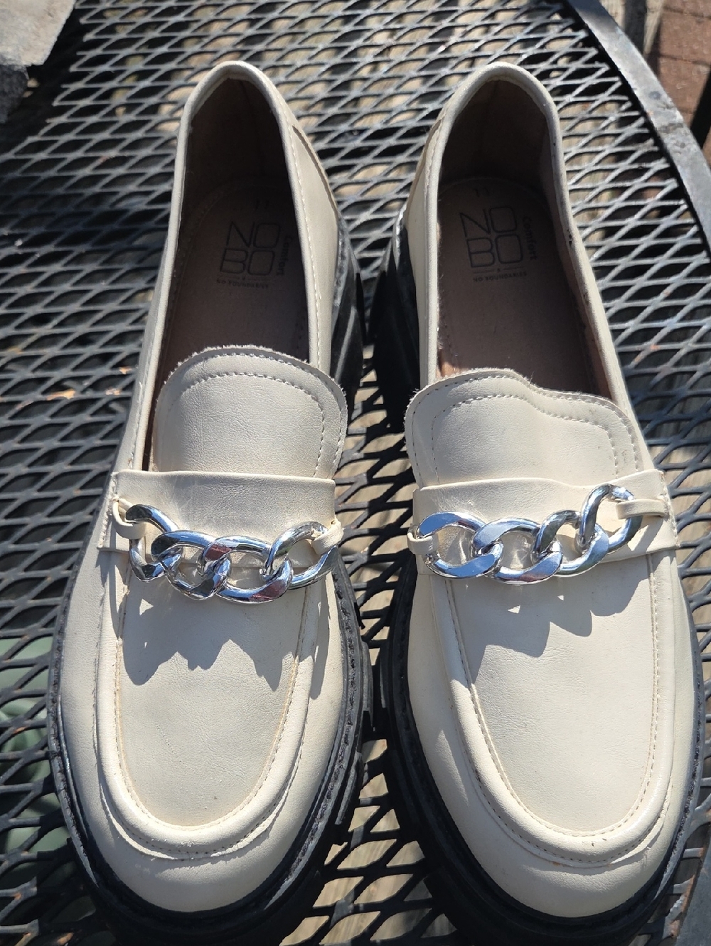 No Boundaries Cream Shoes with Silver Chain Accent